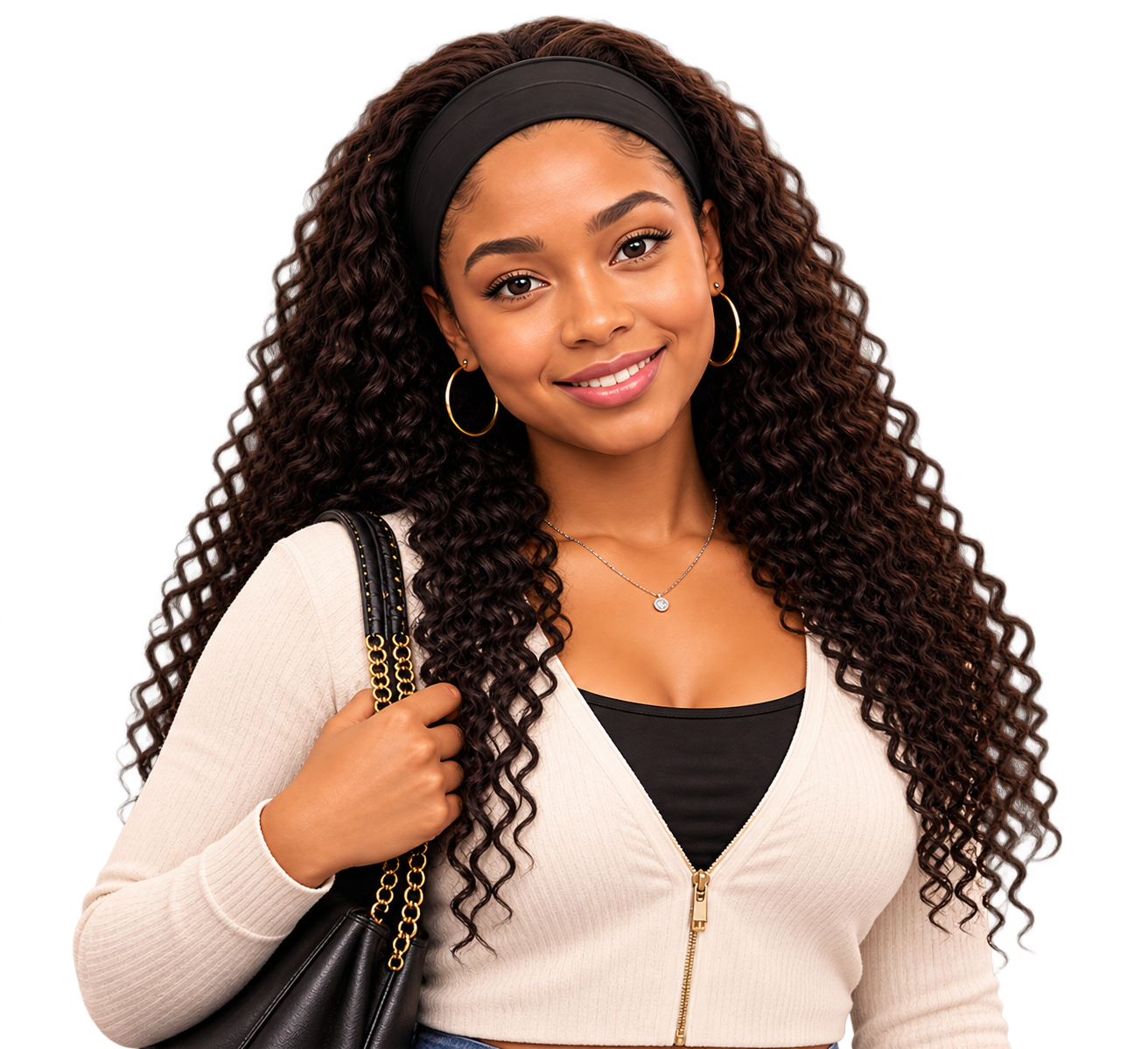 Friendly shopper with beauty products